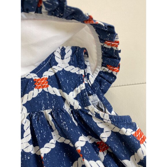 La Za Me Nautical Rope Print Baby Dress size 12 Month Sleeveless White Collar - Picture 10 of 15